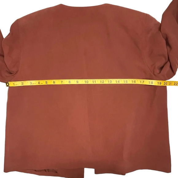 Eileen Fisher 100% Silk Terracotta Open Front Collarless Jacket Size Small - Picture 10 of 10
